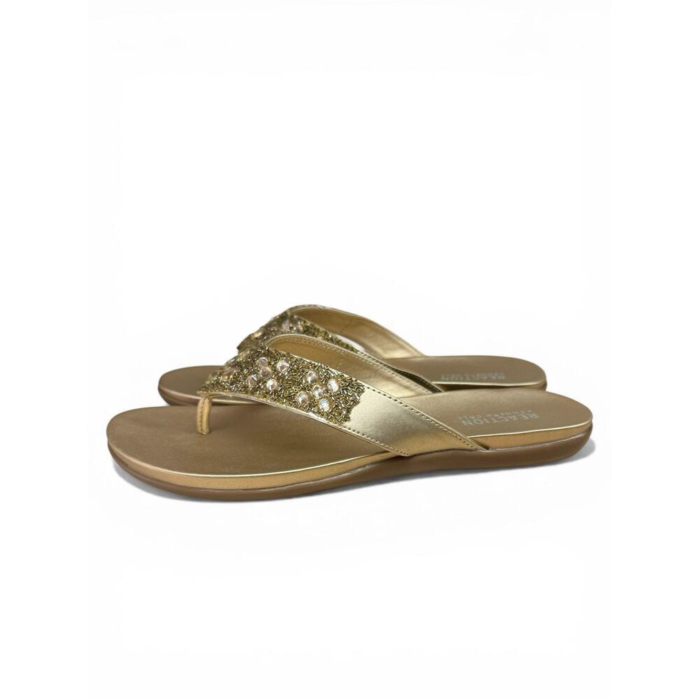 Size 9.5 Kenneth Cole Reaction Glam-athon Sandals Gold Rhinestone Thong